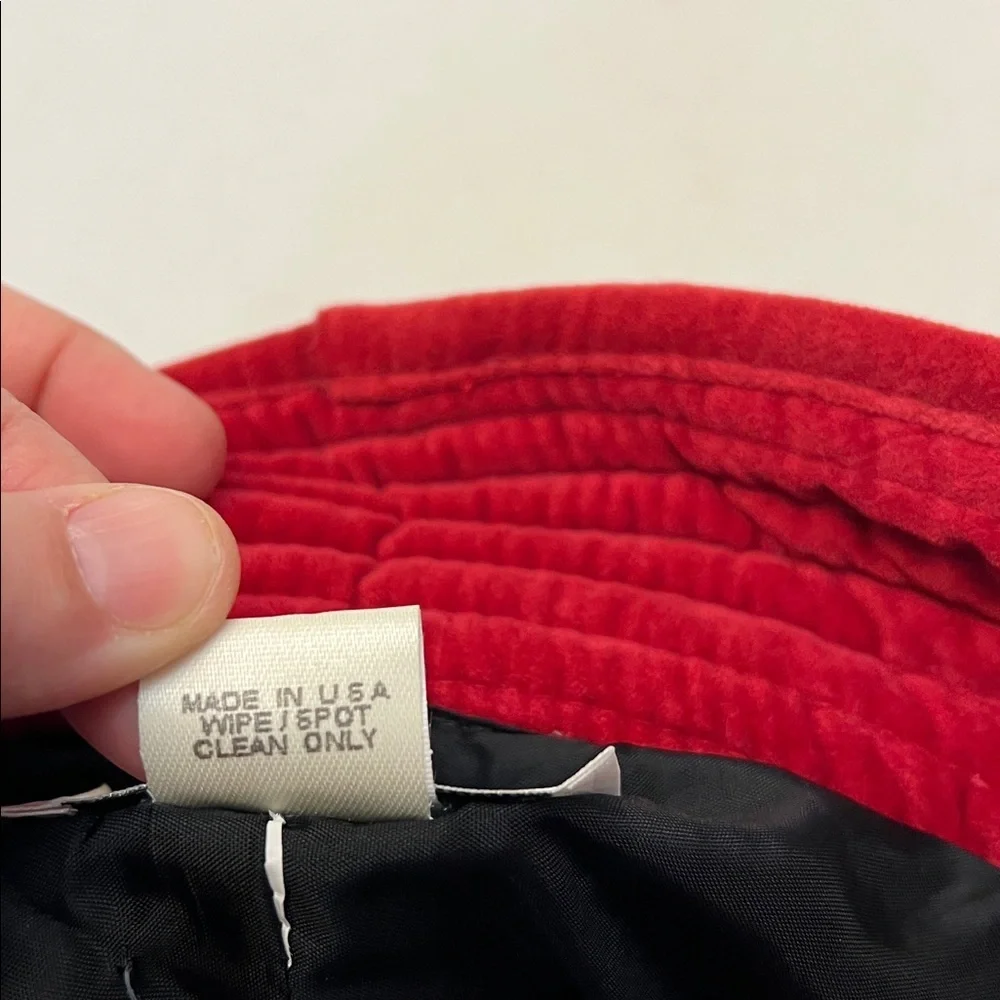 90’s TOUCAN COLLECTION NEW YORK RED VELOUR SILK FLOWER BUCKET HAT